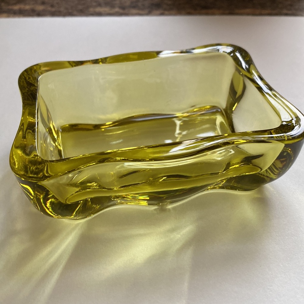 Lovely heavy glass accent dish.